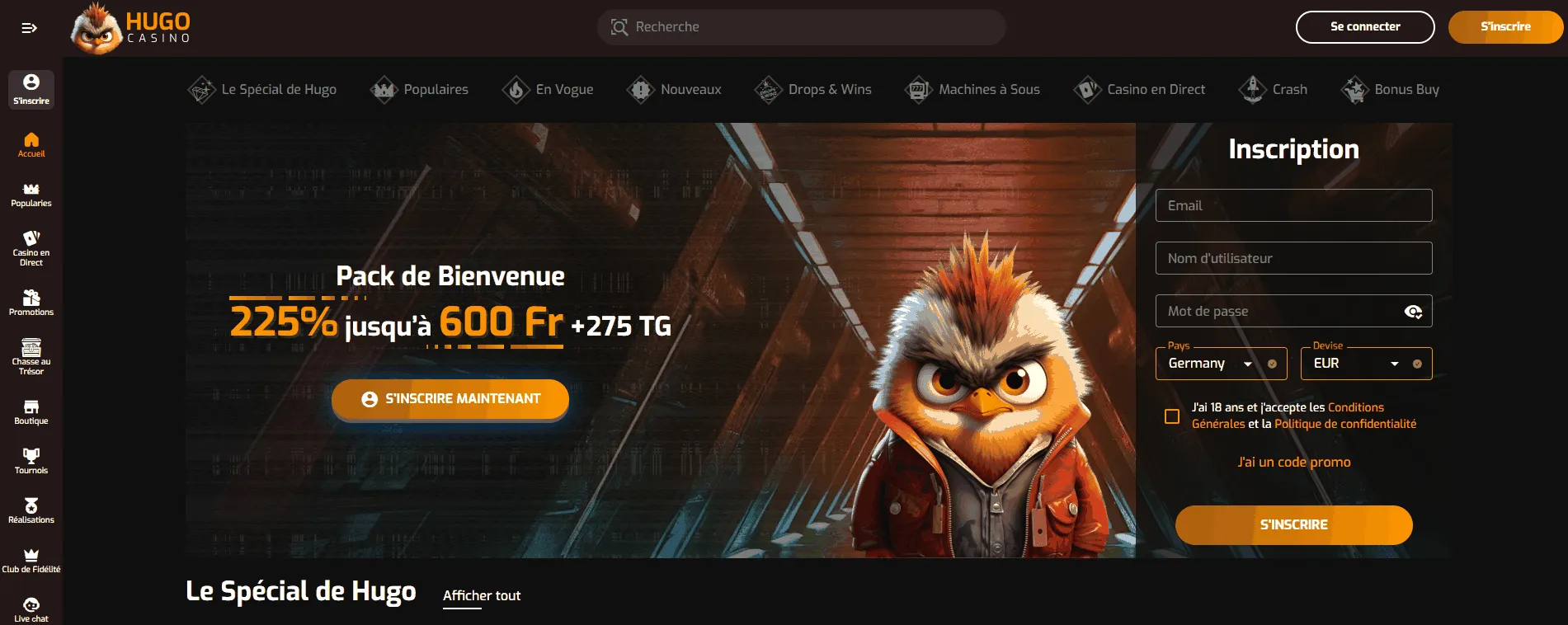 Casino en ligne International Hugo