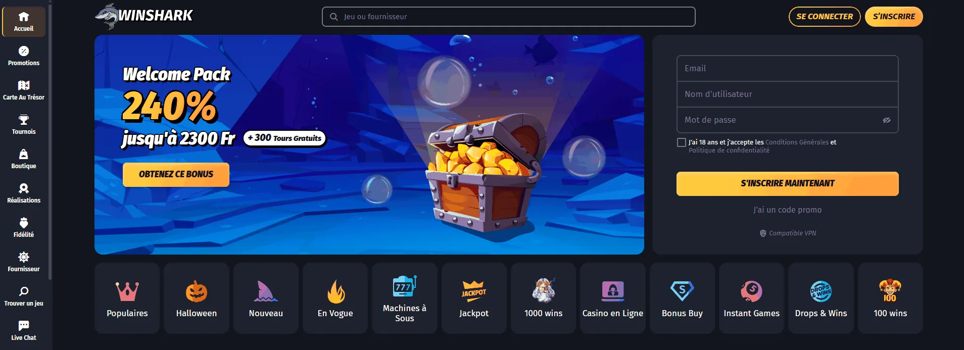 Meilleur Casino en ligne International Winshark